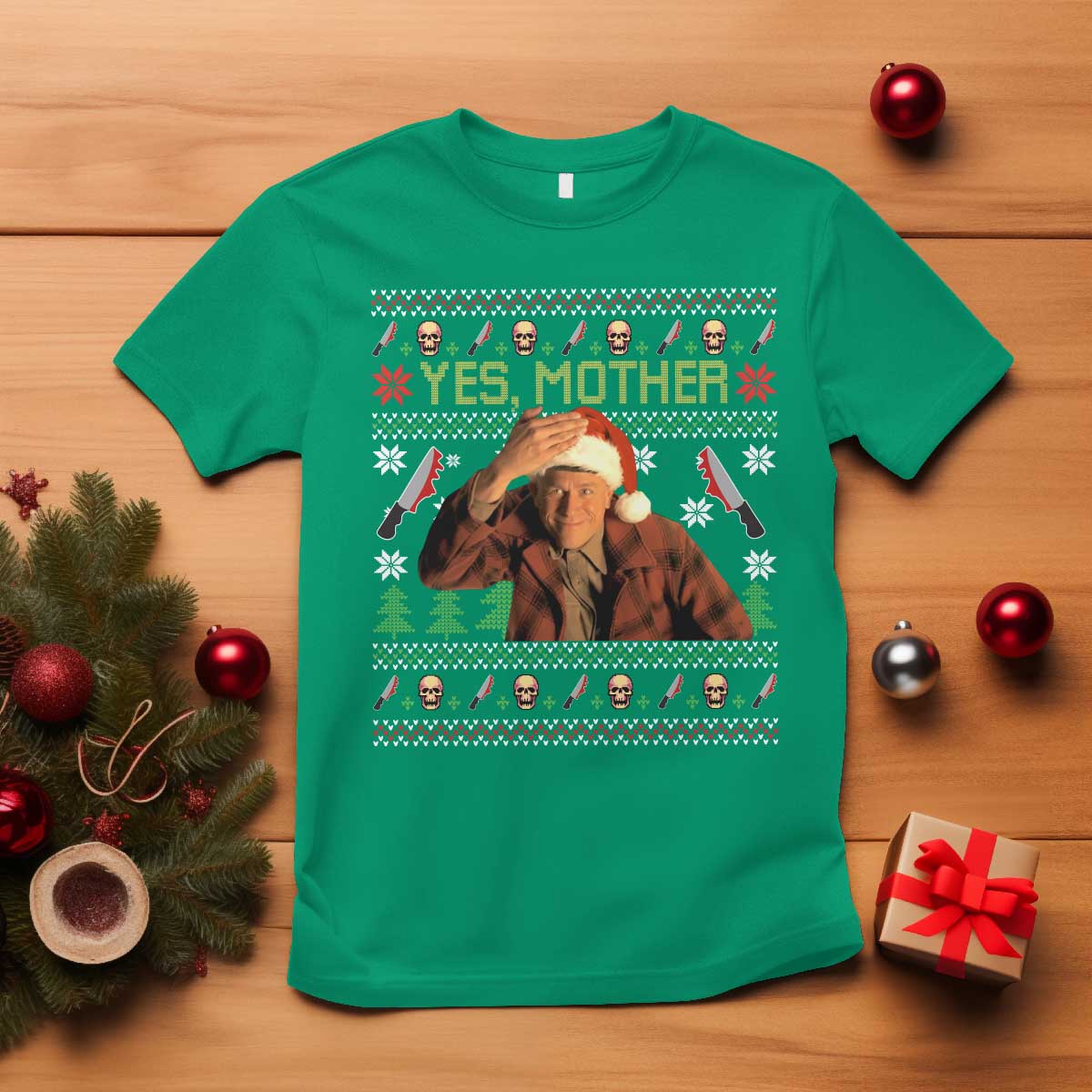 Ed Gein Christmas T Shirt Funny Yes Mother Xmas Serial Killer - Wonder Print Shop