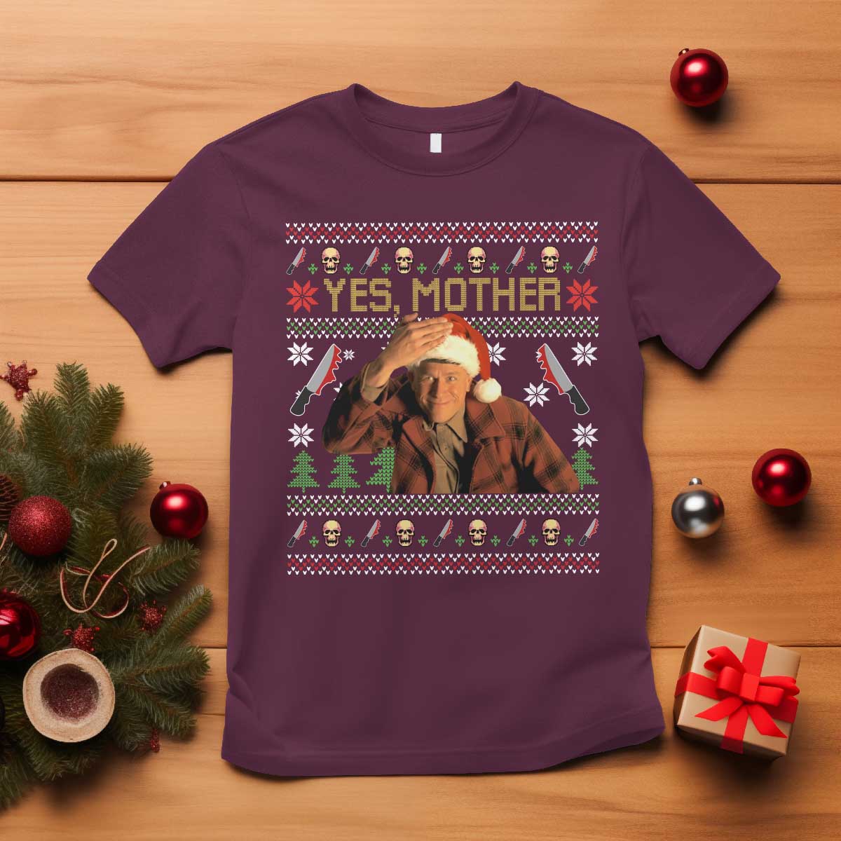 Ed Gein Christmas T Shirt Funny Yes Mother Xmas Serial Killer - Wonder Print Shop