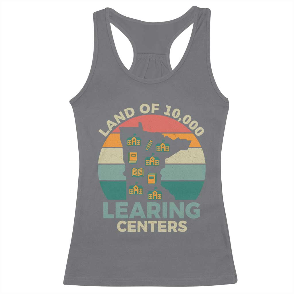 Funny Land Of 10000 Learing Center Racerback Tank Top Anti Scam Awareness - Wonder Print Shop