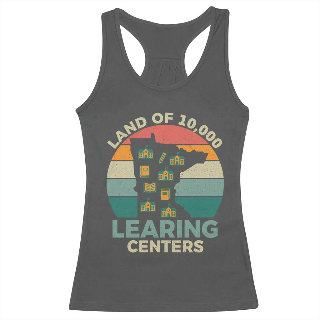 Funny Land Of 10000 Learing Center Racerback Tank Top Anti Scam Awareness - Wonder Print Shop