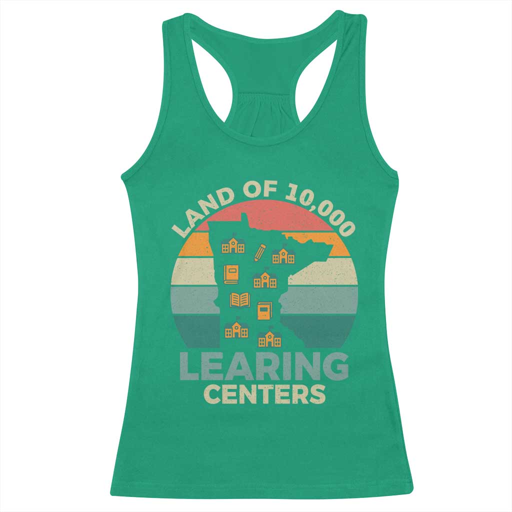 Funny Land Of 10000 Learing Center Racerback Tank Top Anti Scam Awareness - Wonder Print Shop
