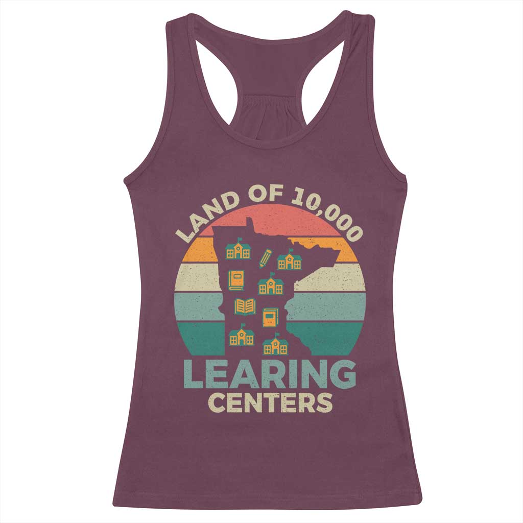 Funny Land Of 10000 Learing Center Racerback Tank Top Anti Scam Awareness - Wonder Print Shop