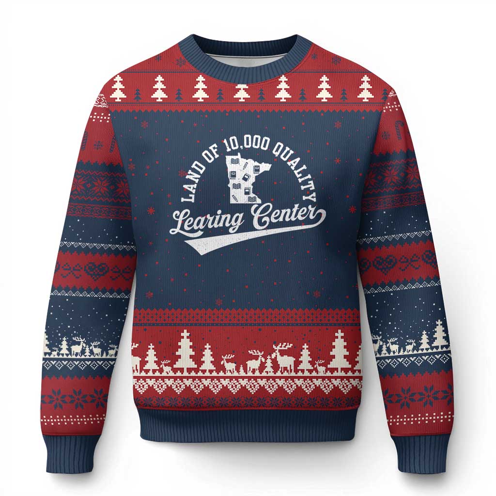 Funny Land Of 10000 Learing Center 2025 Ugly Christmas Sweater Anti Scam Awareness School Quote - Wonder Print Shop