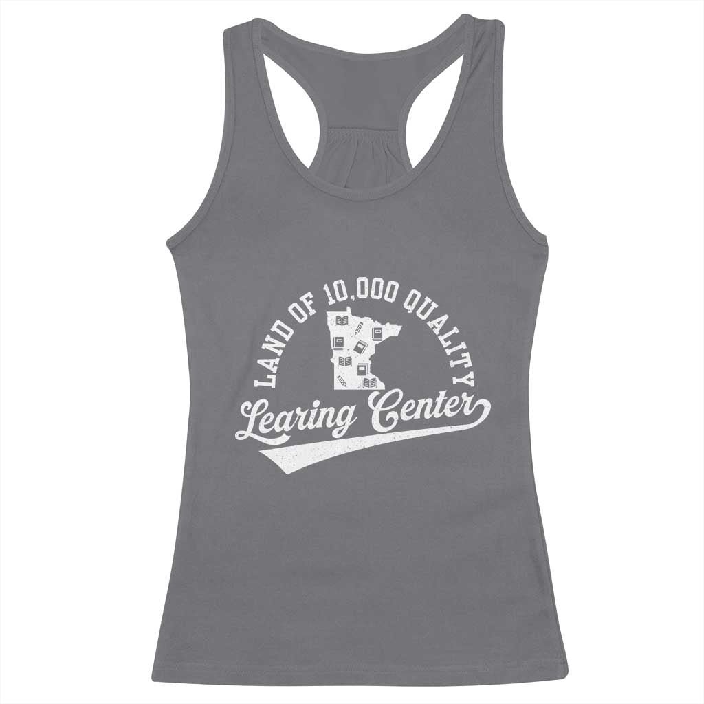 Funny Land Of 10000 Learing Center 2025 Racerback Tank Top Anti Scam Awareness School Quote - Wonder Print Shop