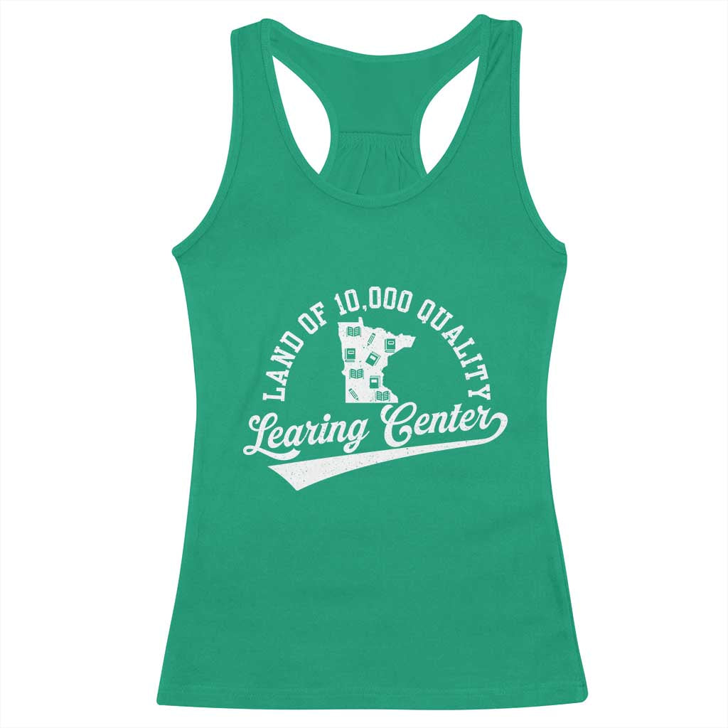 Funny Land Of 10000 Learing Center 2025 Racerback Tank Top Anti Scam Awareness School Quote - Wonder Print Shop