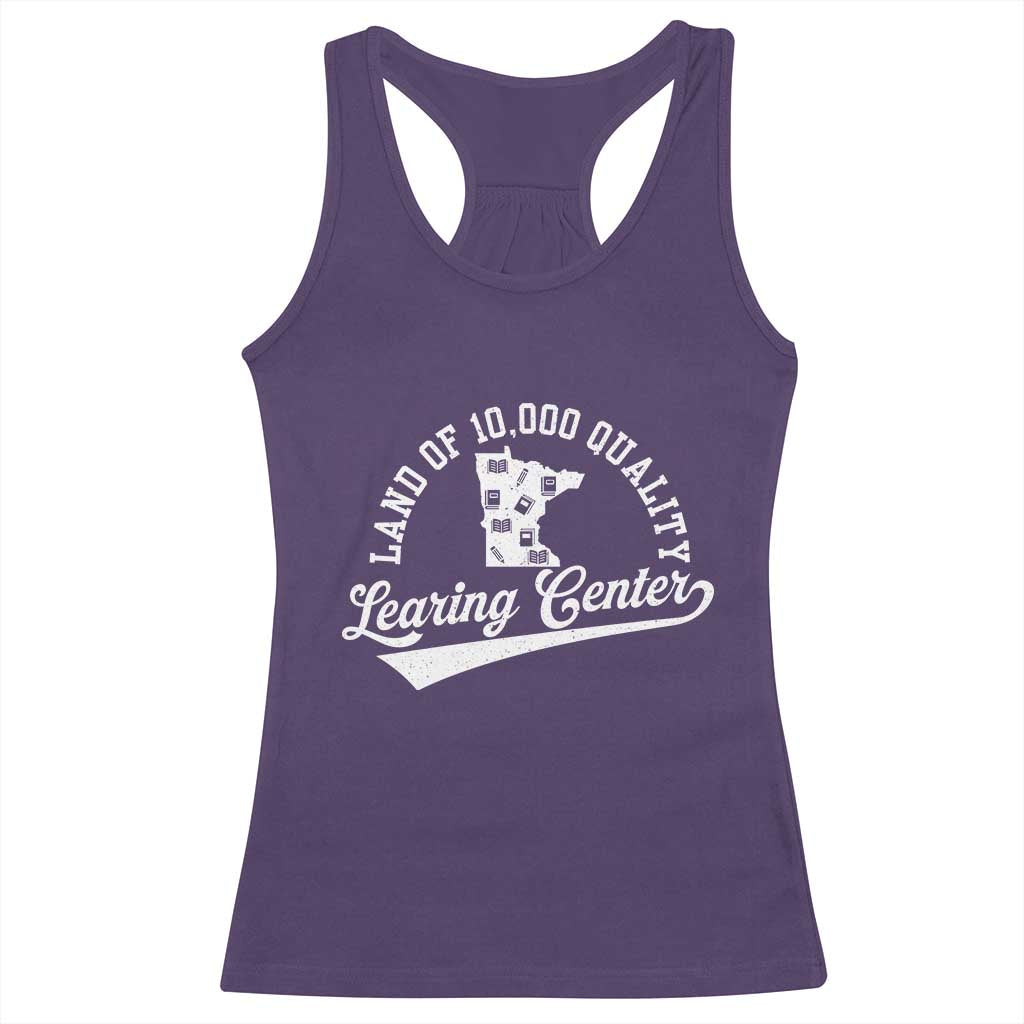 Funny Land Of 10000 Learing Center 2025 Racerback Tank Top Anti Scam Awareness School Quote - Wonder Print Shop