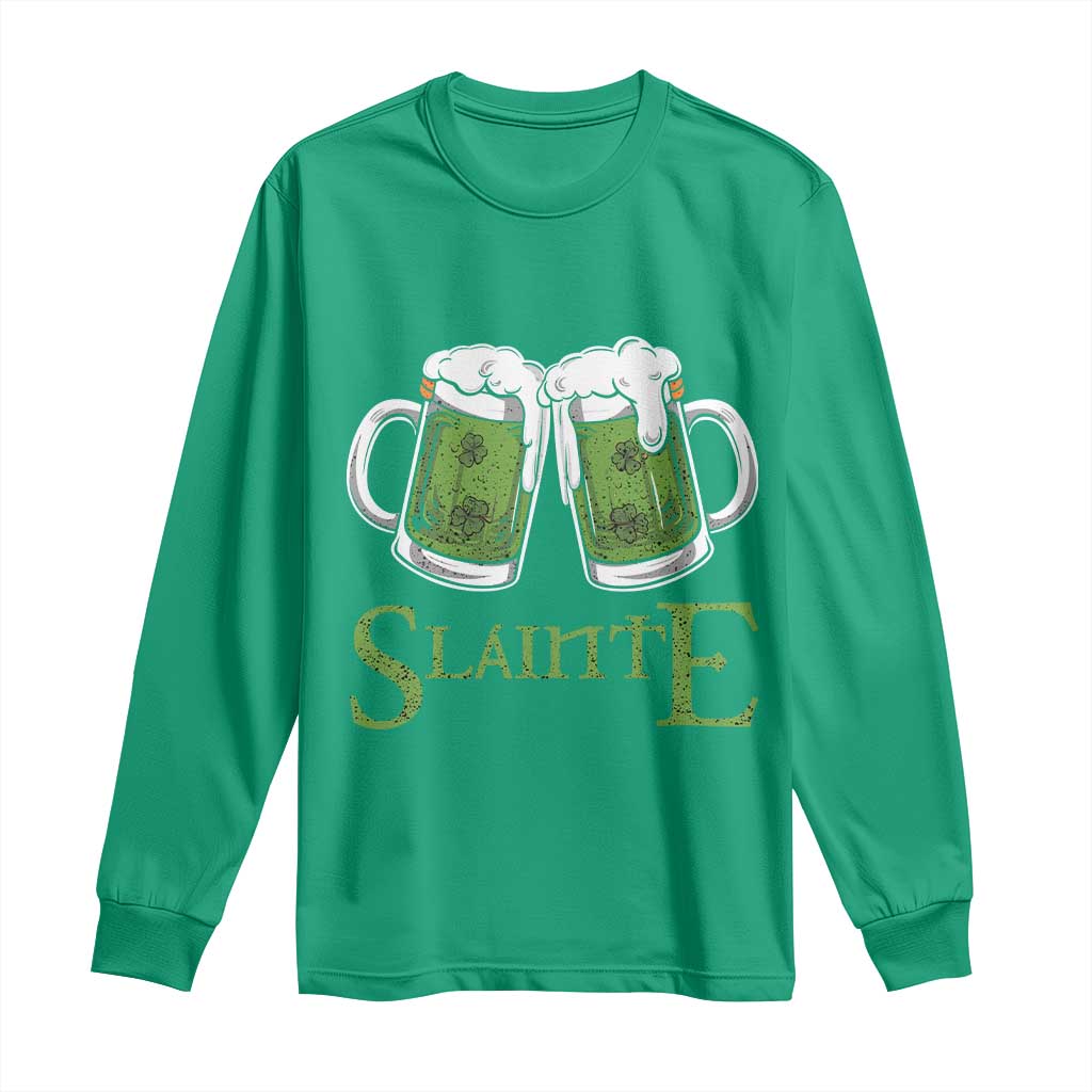 Funny Irish Beer Drinking Long Sleeve Shirt Slainte St Patrick's Day Shamrock Beer Mugs