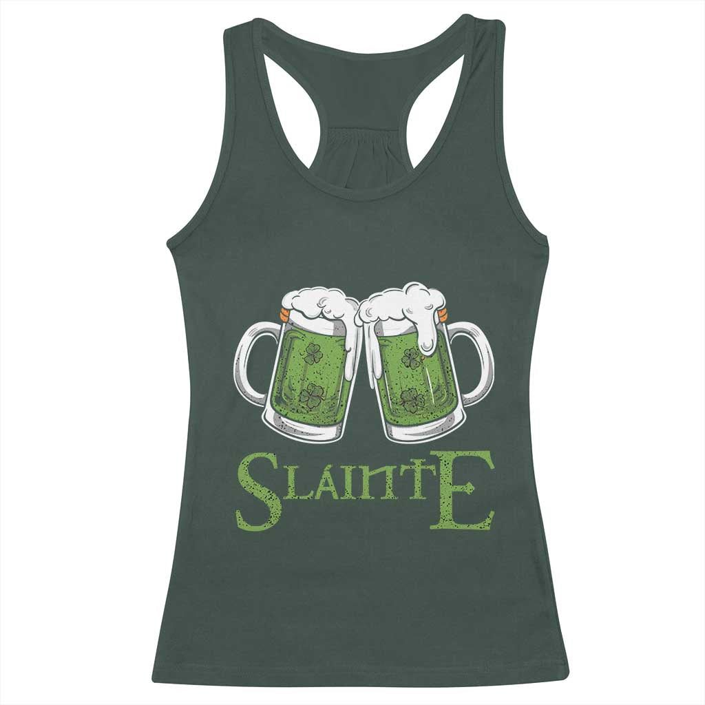 Funny Irish Beer Drinking Racerback Tank Top Slainte St Patrick's Day Shamrock Beer Mugs