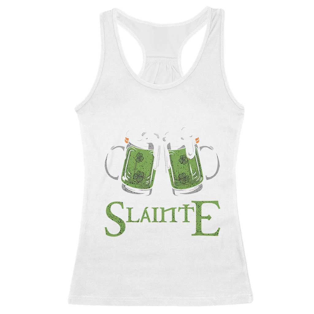 Funny Irish Beer Drinking Racerback Tank Top Slainte St Patrick's Day Shamrock Beer Mugs