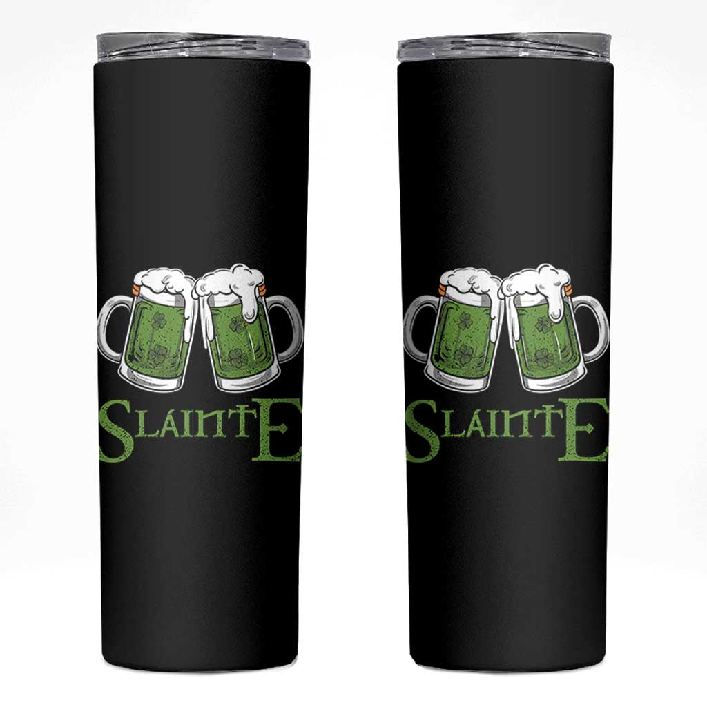 Funny Irish Beer Drinking Skinny Tumbler Slainte St Patrick's Day Shamrock Beer Mugs - Wonder Print Shop