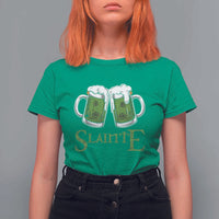 Funny Irish Beer Drinking T Shirt For Women Slainte St Patrick's Day Shamrock Beer Mugs