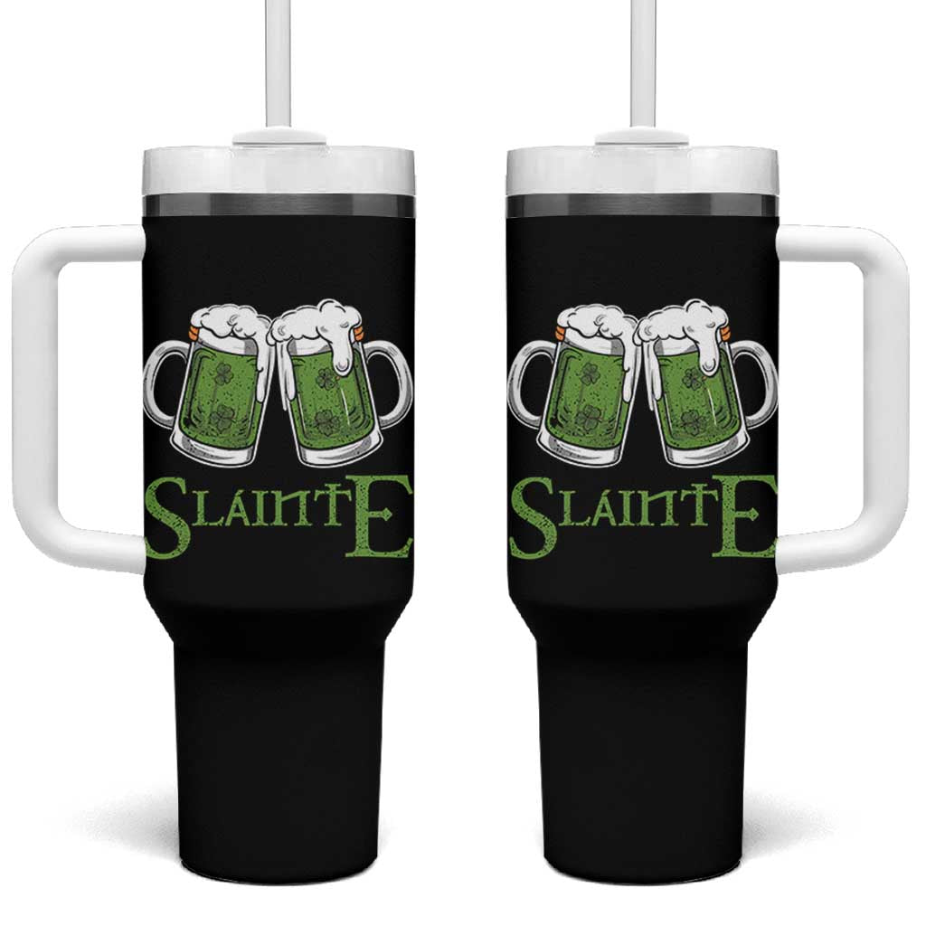 Funny Irish Beer Drinking Tumbler With Handle Slainte St Patrick's Day Shamrock Beer Mugs - Wonder Print Shop