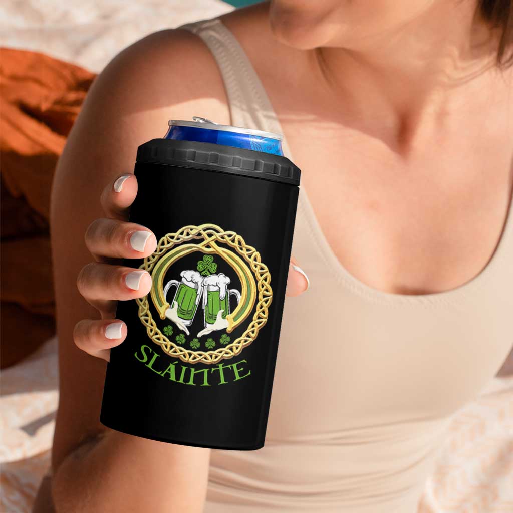 Funny Irish Beer Drinking St Patrick's Day Slainte 4 in 1 Can Cooler Tumbler Claddagh Ring Celtic Shamrock - Wonder Print Shop