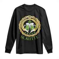 Funny Irish Beer Drinking St Patrick's Day Slainte Long Sleeve Shirt Claddagh Ring Celtic Shamrock