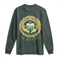 Funny Irish Beer Drinking St Patrick's Day Slainte Long Sleeve Shirt Claddagh Ring Celtic Shamrock