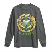 Funny Irish Beer Drinking St Patrick's Day Slainte Long Sleeve Shirt Claddagh Ring Celtic Shamrock