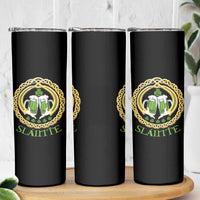 Funny Irish Beer Drinking St Patrick's Day Slainte Skinny Tumbler Claddagh Ring Celtic Shamrock - Wonder Print Shop