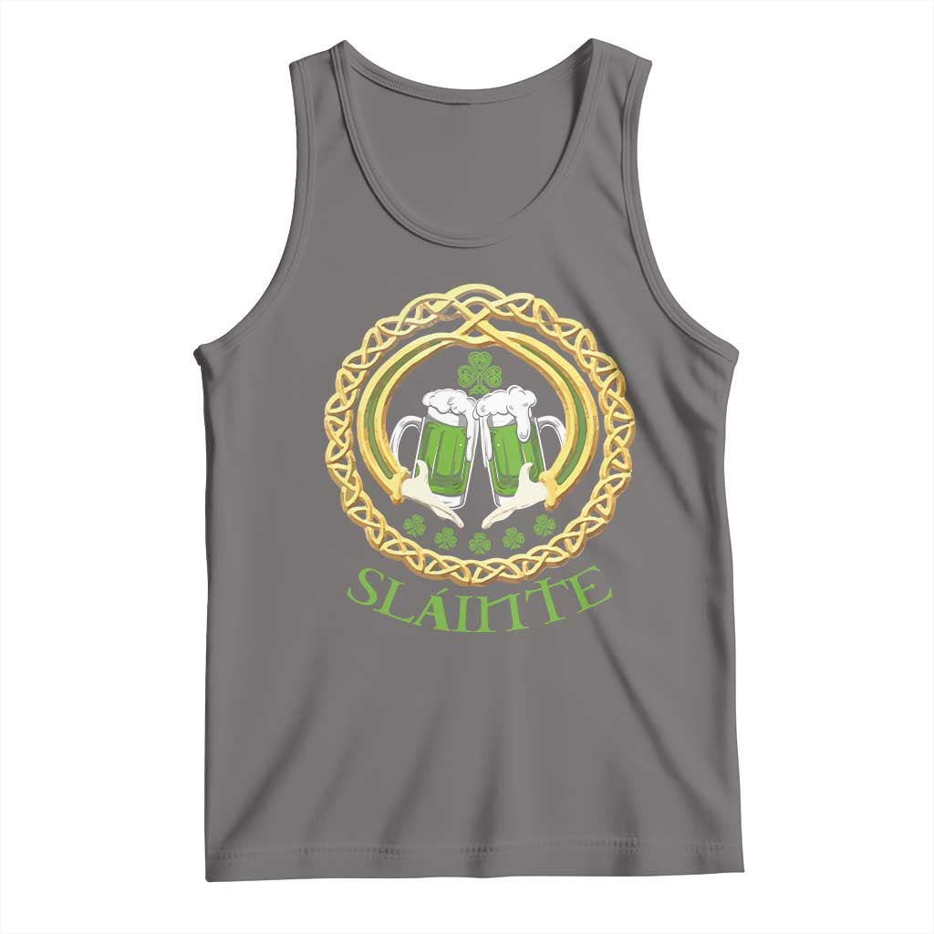 Funny Irish Beer Drinking St Patrick's Day Slainte Tank Top Claddagh Ring Celtic Shamrock