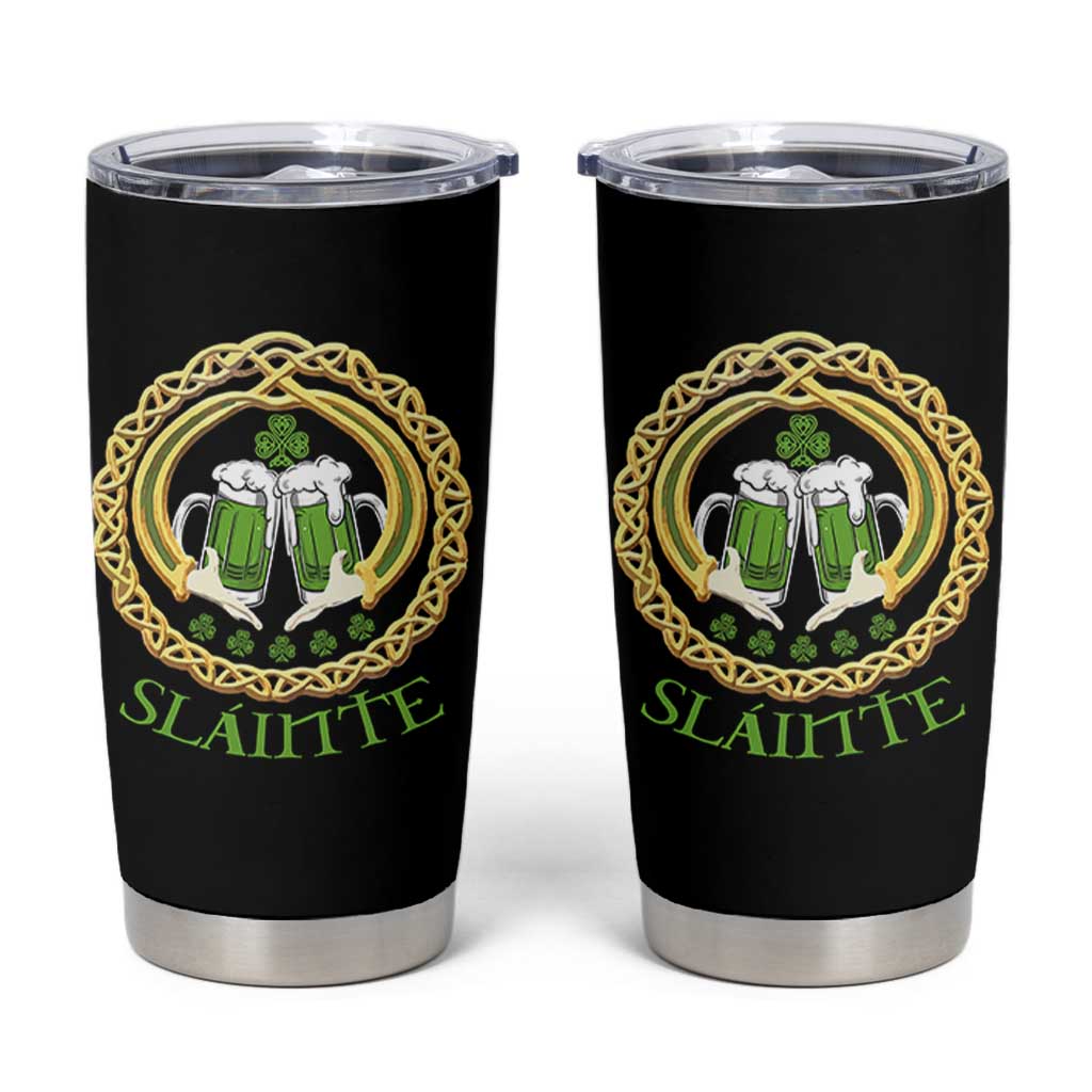 Funny Irish Beer Drinking St Patrick's Day Slainte Tumbler Cup Claddagh Ring Celtic Shamrock - Wonder Print Shop