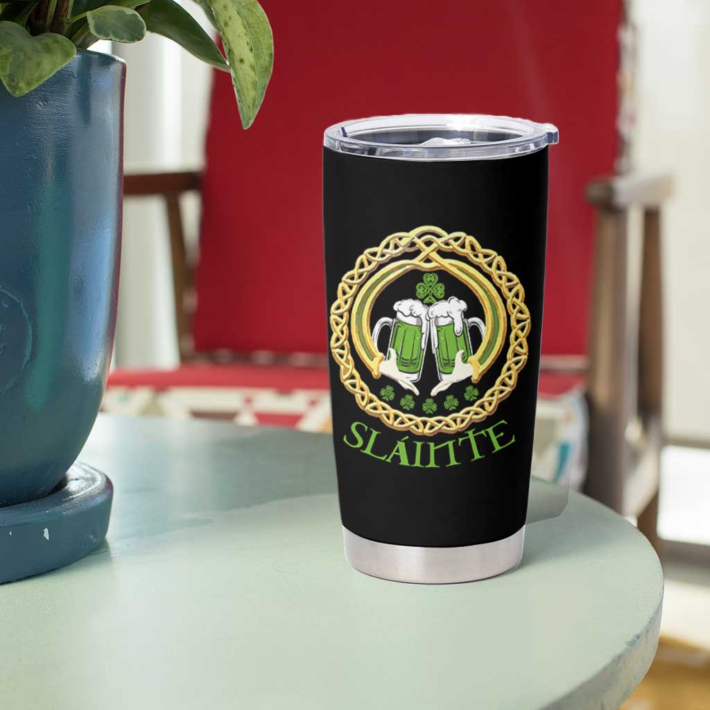 Funny Irish Beer Drinking St Patrick's Day Slainte Tumbler Cup Claddagh Ring Celtic Shamrock - Wonder Print Shop