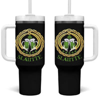 Funny Irish Beer Drinking St Patrick's Day Slainte Tumbler With Handle Claddagh Ring Celtic Shamrock - Wonder Print Shop