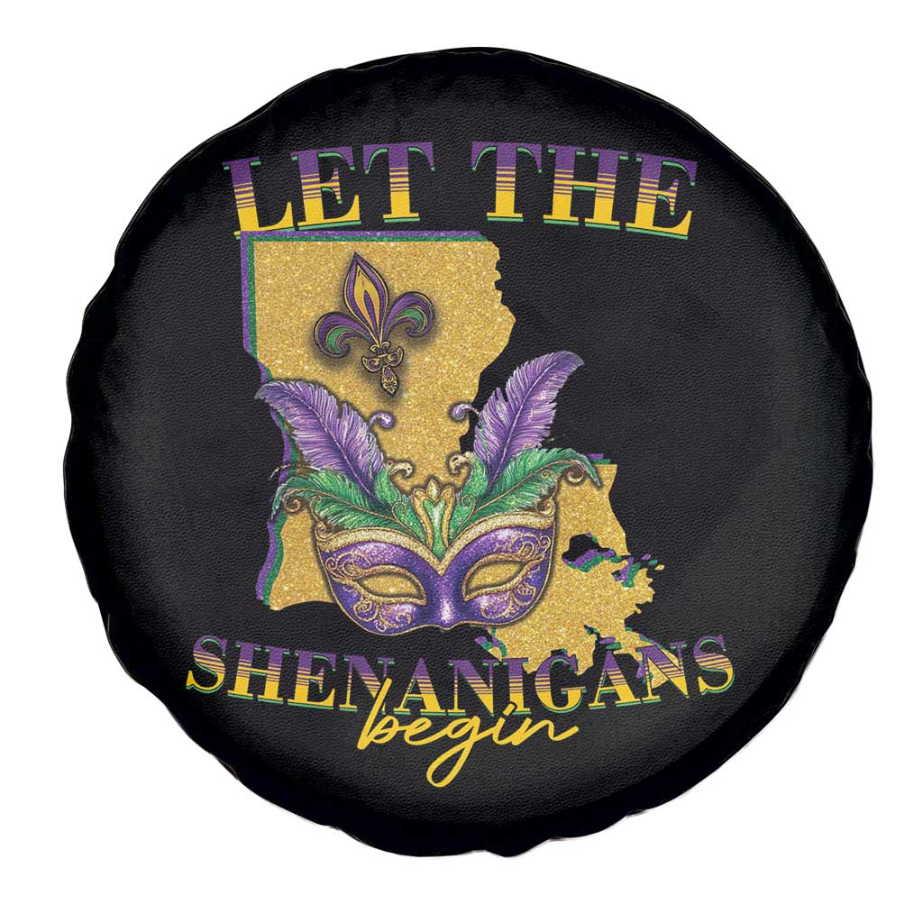 Funny Mardi Gras Let The Shenanigans Begin Spare Tire Cover Louisiana Map