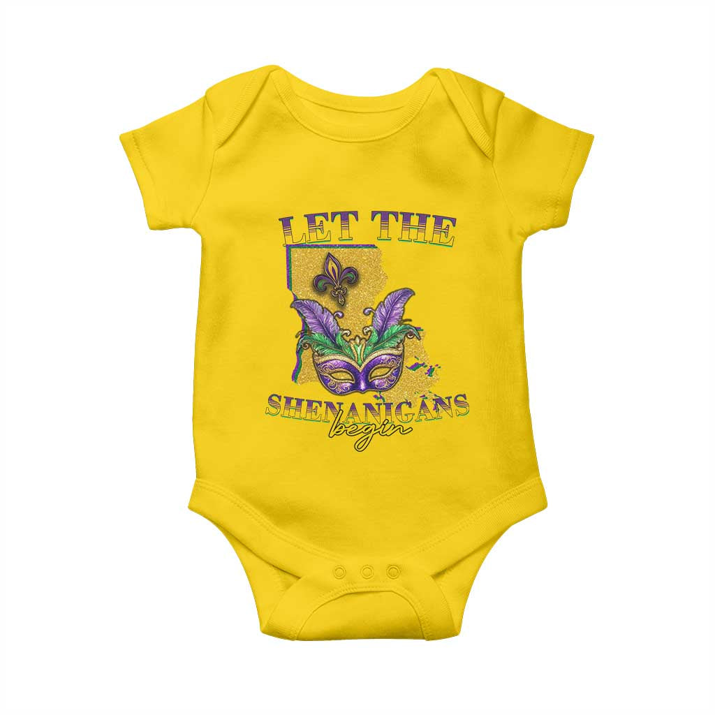 Funny Mardi Gras Let The Shenanigans Begin Baby Onesie Louisiana Map