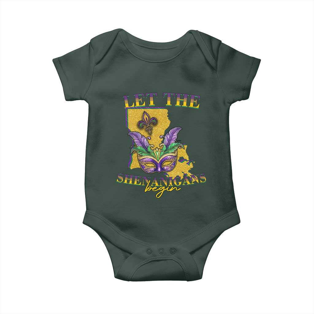 Funny Mardi Gras Let The Shenanigans Begin Baby Onesie Louisiana Map