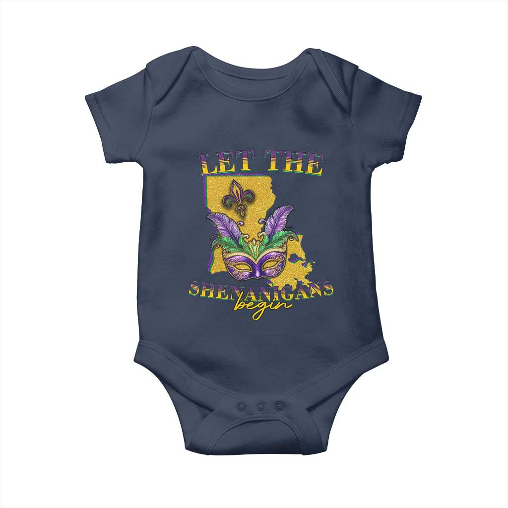 Funny Mardi Gras Let The Shenanigans Begin Baby Onesie Louisiana Map
