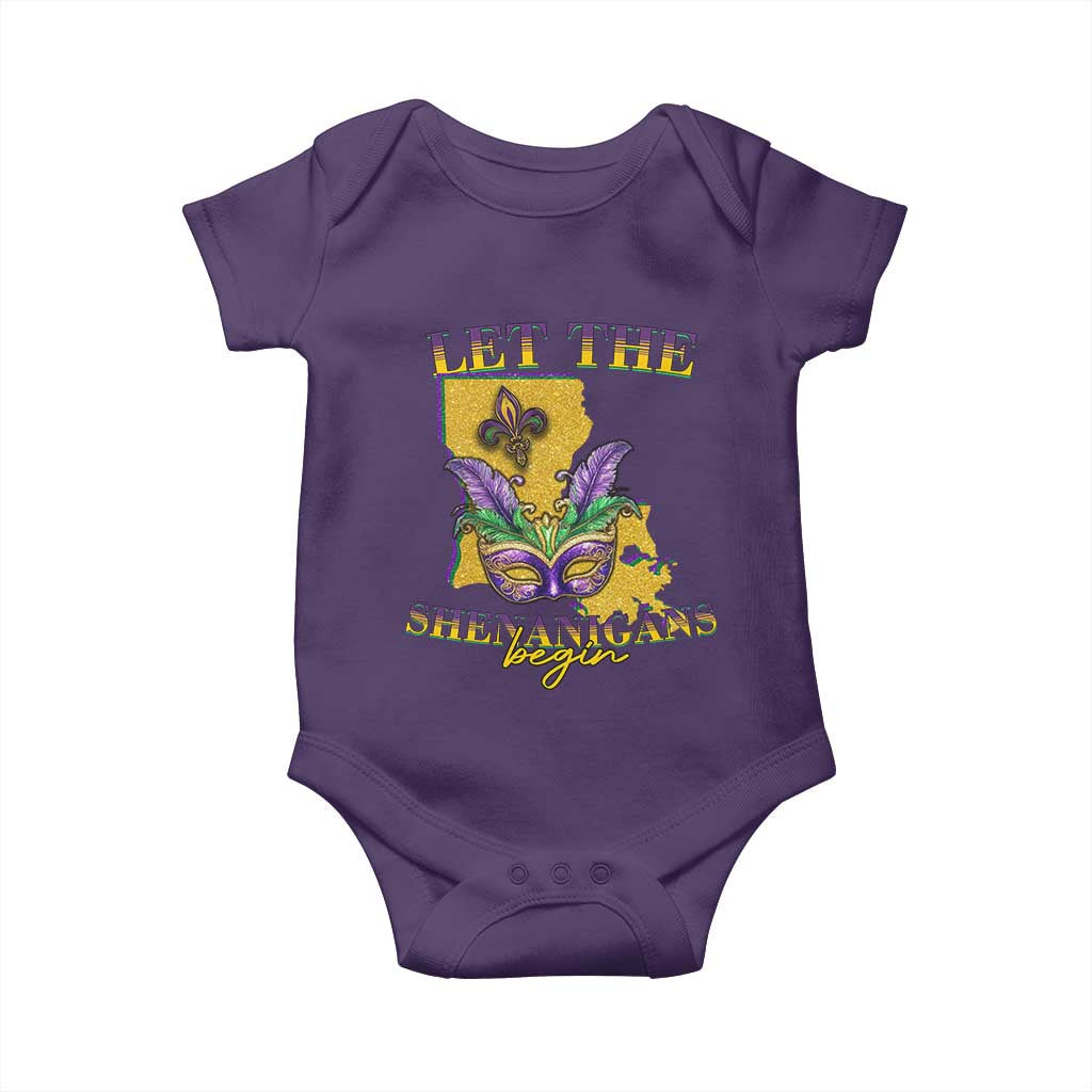 Funny Mardi Gras Let The Shenanigans Begin Baby Onesie Louisiana Map