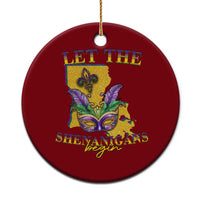 Funny Mardi Gras Let The Shenanigans Begin Ceramic Ornament Louisiana Map