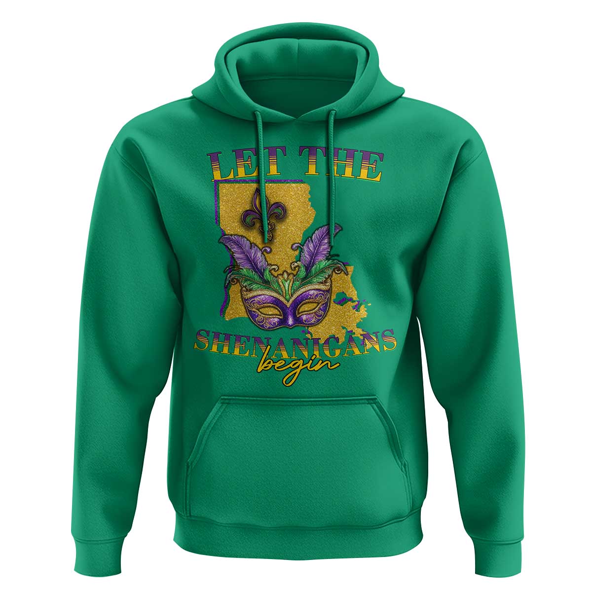 Funny Mardi Gras Let The Shenanigans Begin Hoodie Louisiana Map