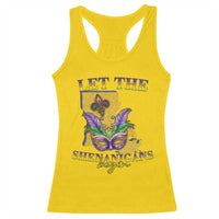 Funny Mardi Gras Let The Shenanigans Begin Racerback Tank Top Louisiana Map