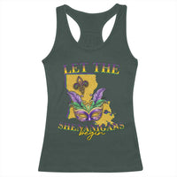 Funny Mardi Gras Let The Shenanigans Begin Racerback Tank Top Louisiana Map