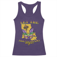 Funny Mardi Gras Let The Shenanigans Begin Racerback Tank Top Louisiana Map
