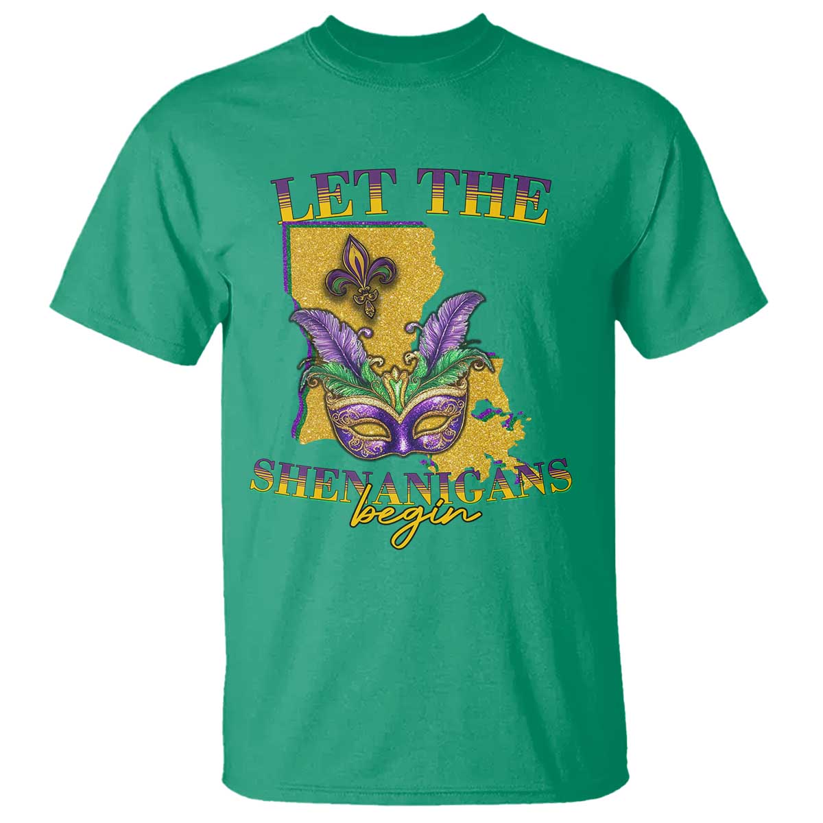 Funny Mardi Gras Let The Shenanigans Begin T Shirt Louisiana Map