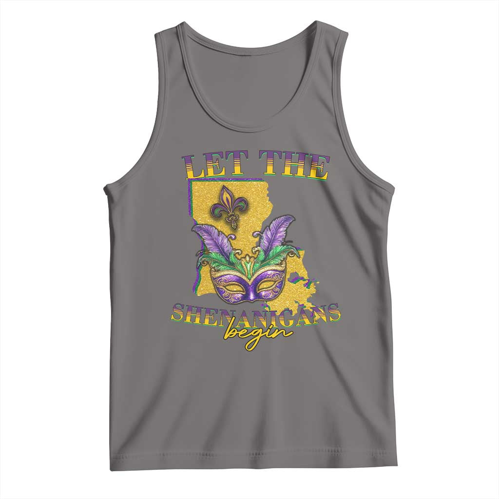 Funny Mardi Gras Let The Shenanigans Begin Tank Top Louisiana Map