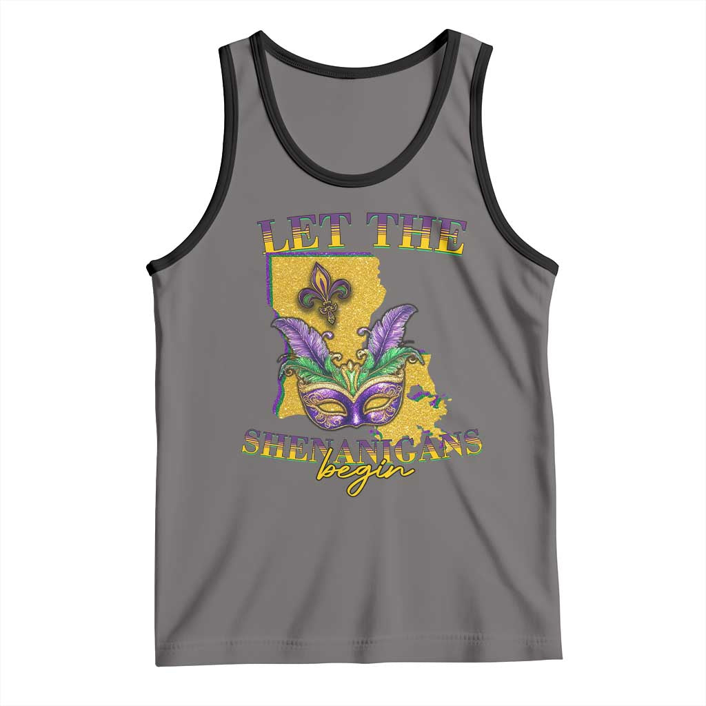 Funny Mardi Gras Let The Shenanigans Begin Tank Top Louisiana Map