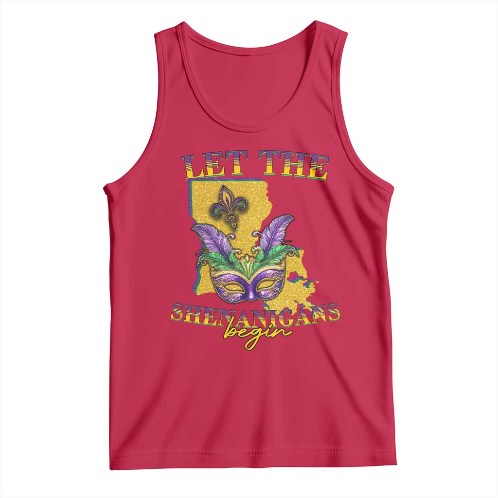 Funny Mardi Gras Let The Shenanigans Begin Tank Top Louisiana Map