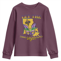 Funny Mardi Gras Let The Shenanigans Begin Youth Sweatshirt Louisiana Map