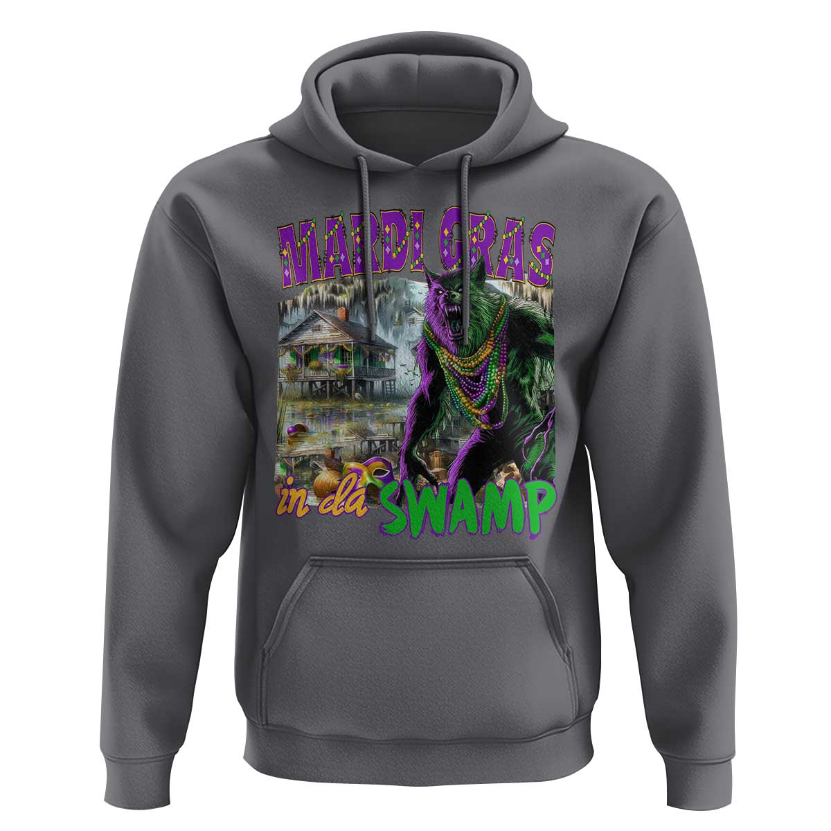 Funny Mardi Gras Rougarou Hoodie Mardi Gras In Da Swamp Cryptids Of Louisiana