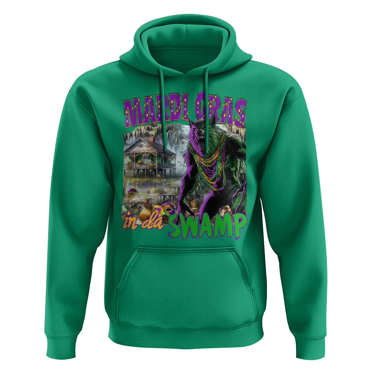Funny Mardi Gras Rougarou Hoodie Mardi Gras In Da Swamp Cryptids Of Louisiana
