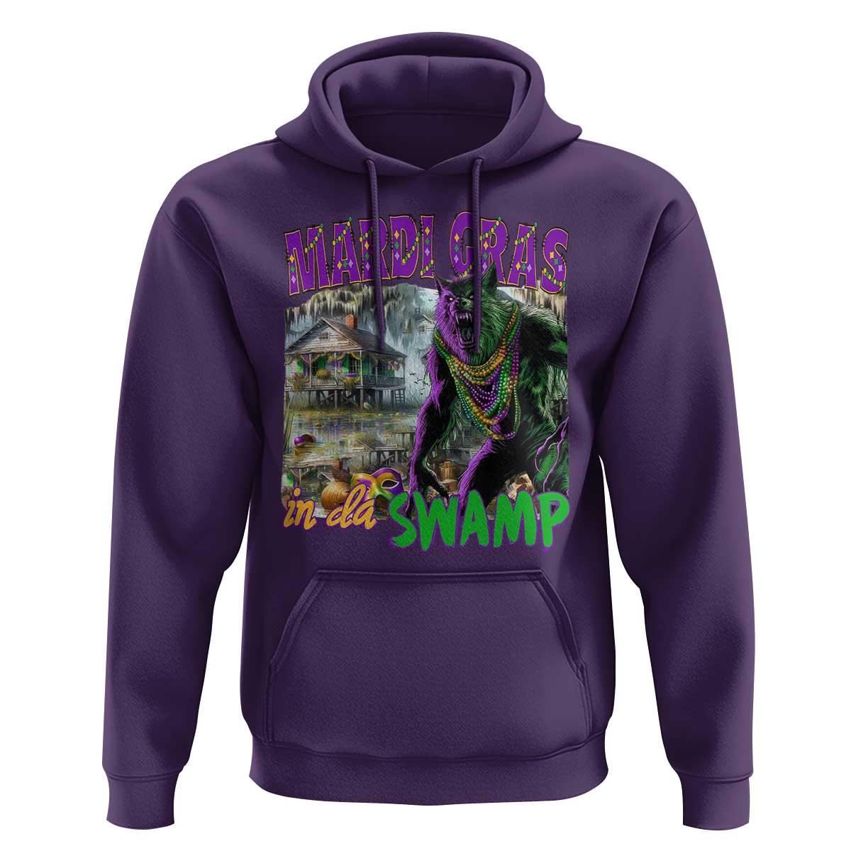 Funny Mardi Gras Rougarou Hoodie Mardi Gras In Da Swamp Cryptids Of Louisiana