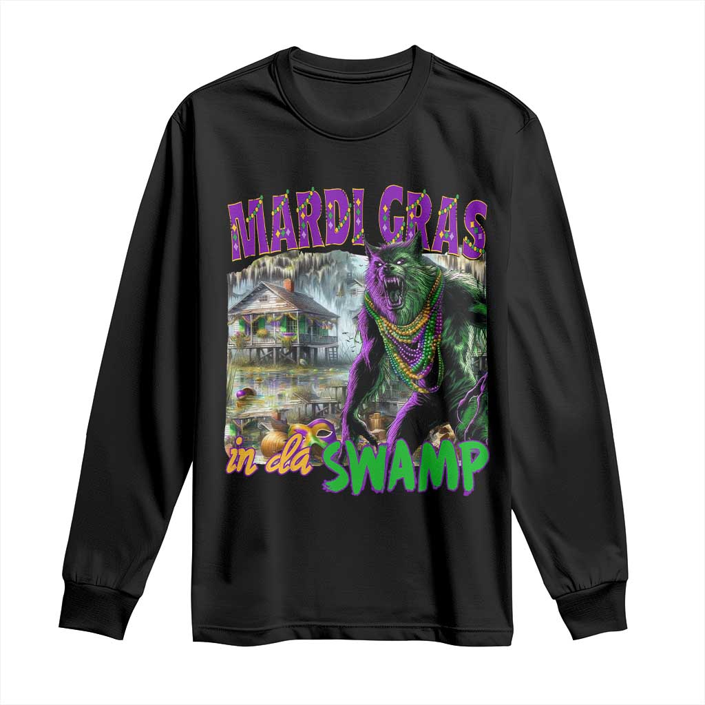 Funny Mardi Gras Rougarou Long Sleeve Shirt Mardi Gras In Da Swamp Cryptids Of Louisiana
