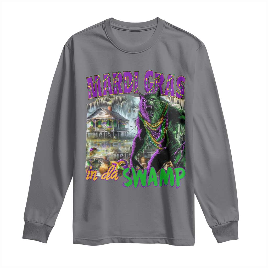 Funny Mardi Gras Rougarou Long Sleeve Shirt Mardi Gras In Da Swamp Cryptids Of Louisiana