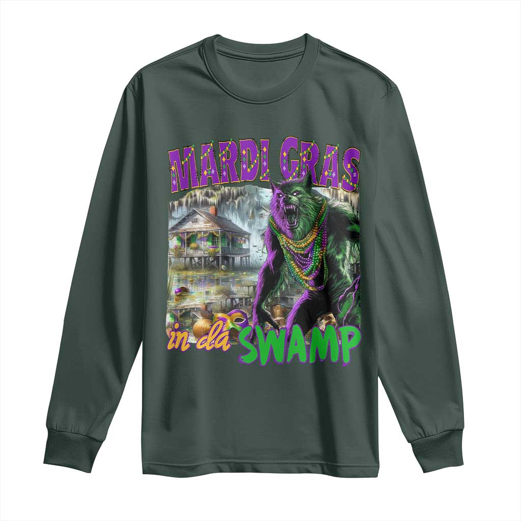 Funny Mardi Gras Rougarou Long Sleeve Shirt Mardi Gras In Da Swamp Cryptids Of Louisiana