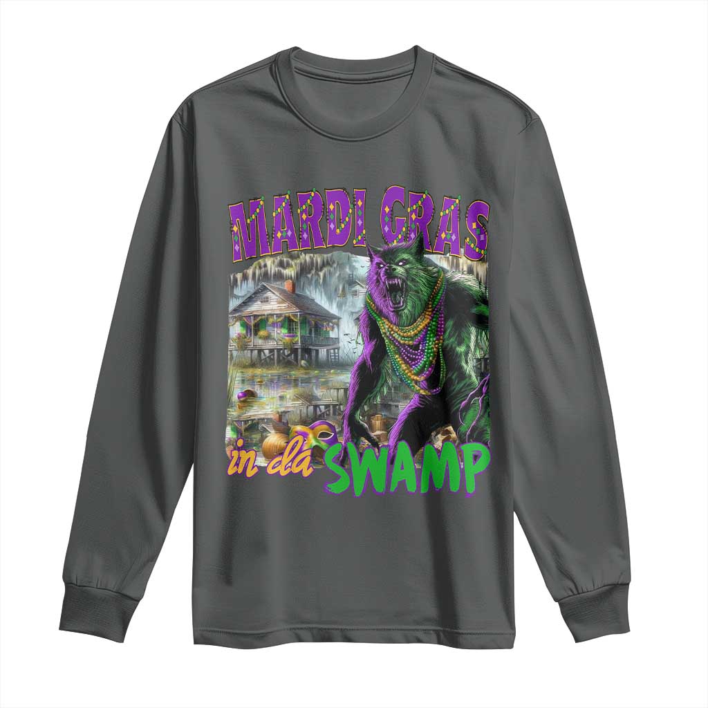 Funny Mardi Gras Rougarou Long Sleeve Shirt Mardi Gras In Da Swamp Cryptids Of Louisiana