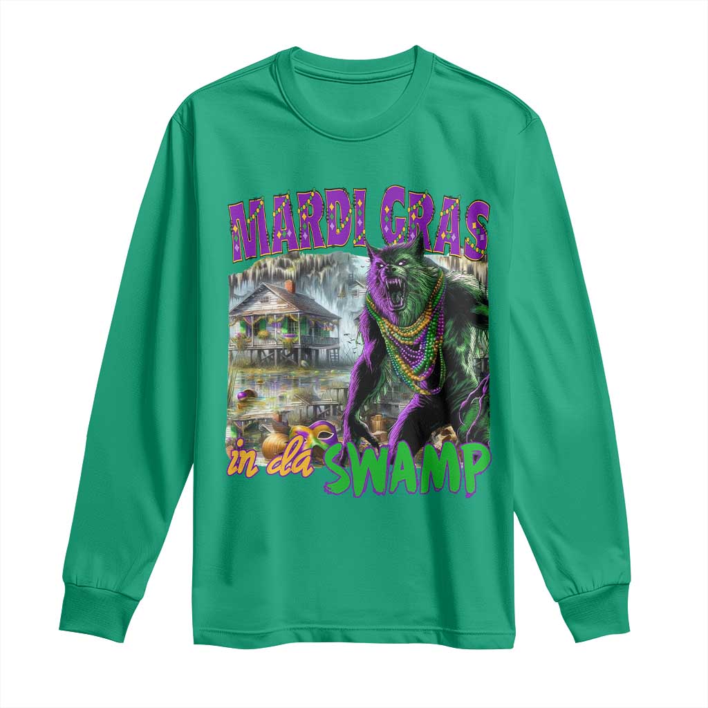Funny Mardi Gras Rougarou Long Sleeve Shirt Mardi Gras In Da Swamp Cryptids Of Louisiana