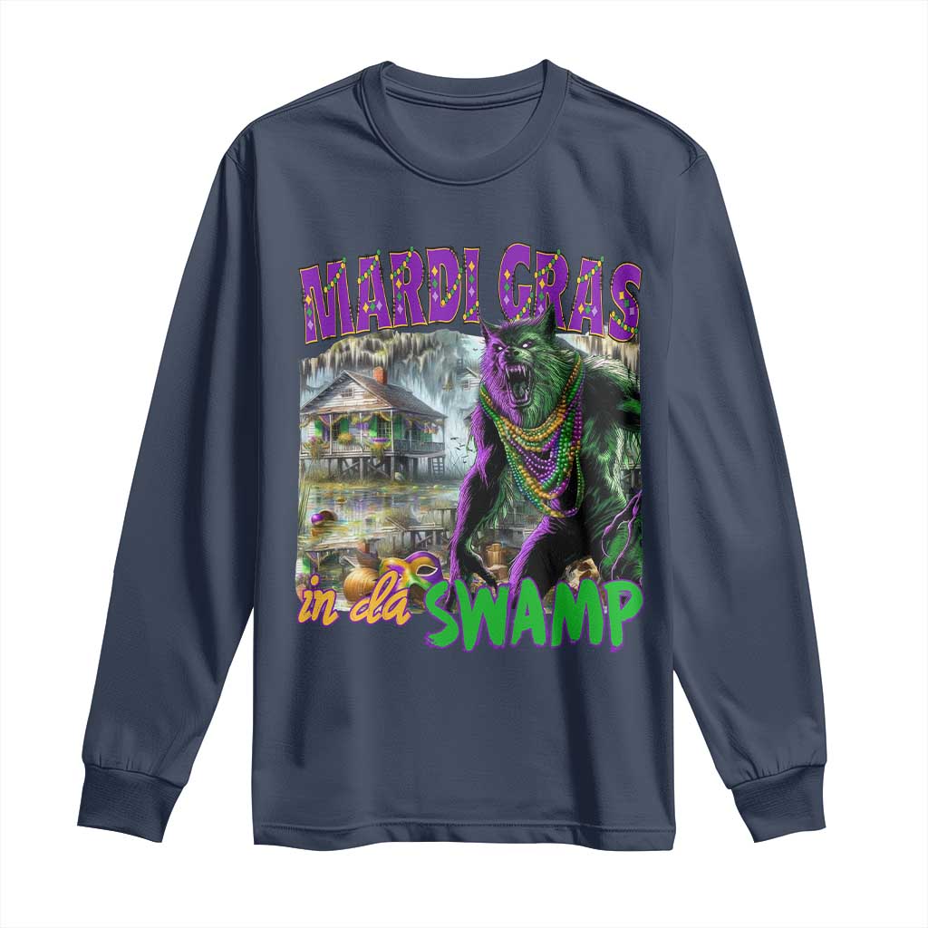 Funny Mardi Gras Rougarou Long Sleeve Shirt Mardi Gras In Da Swamp Cryptids Of Louisiana