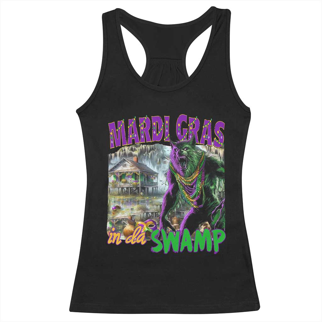 Funny Mardi Gras Rougarou Racerback Tank Top Mardi Gras In Da Swamp Cryptids Of Louisiana
